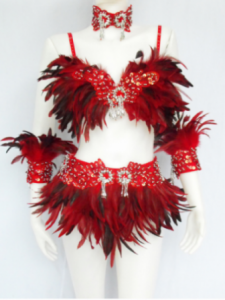 FTRC Feather Carnival Brazilian Rio Dance Costume Bra Skirt for Children Child