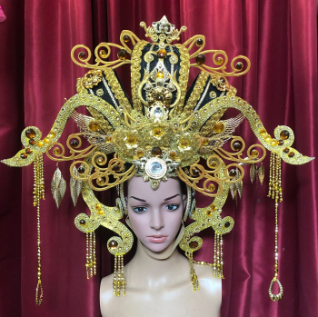 H935 Golden Asian Chinese Japan Emperor Empress Headdress