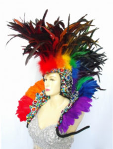 Charismatico Rainbow GAY PRIDE CIRCUS Feather Showgirl Headdress Headpiece 